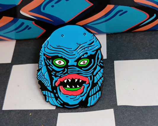 Blue Retro Swamp Lagoon Monster Enamel Pin